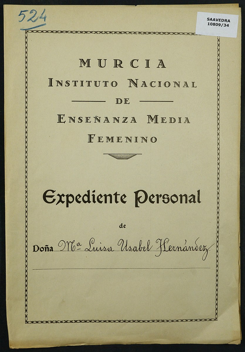Expediente académico nº 524: María Luisa Usabel Hernández.