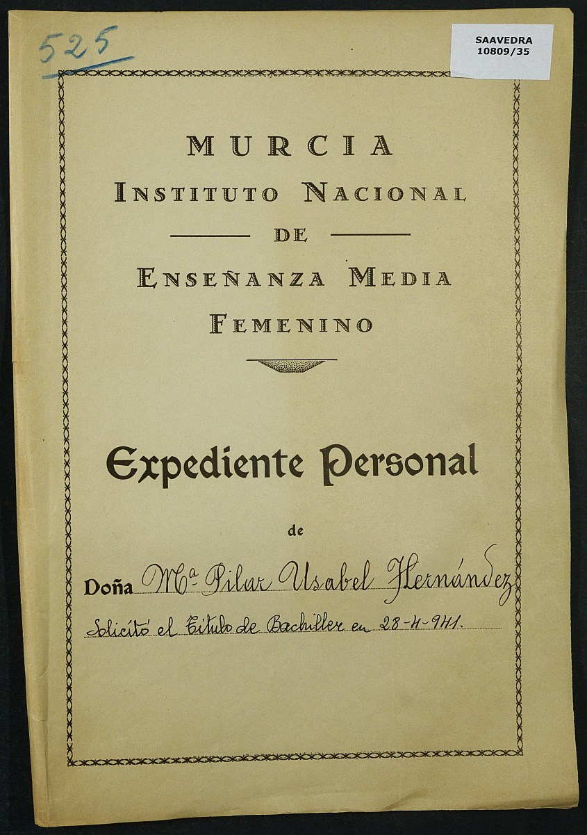 Expediente académico nº 525: María Pilar Usabel Hernández.