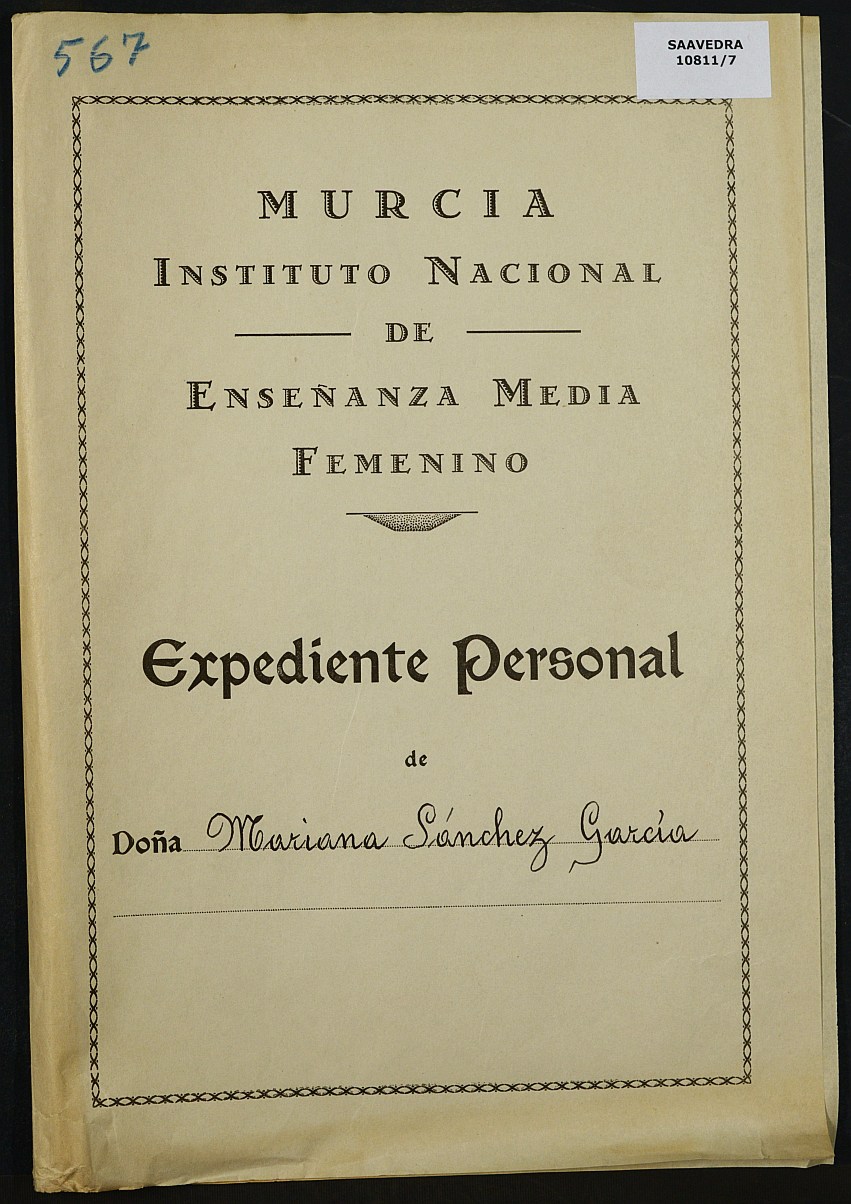 Expediente académico nº 567: Mariana Sánchez García.
