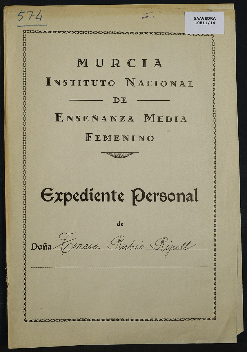 Expediente académico nº 574: Teresa Rubio Ripoll.