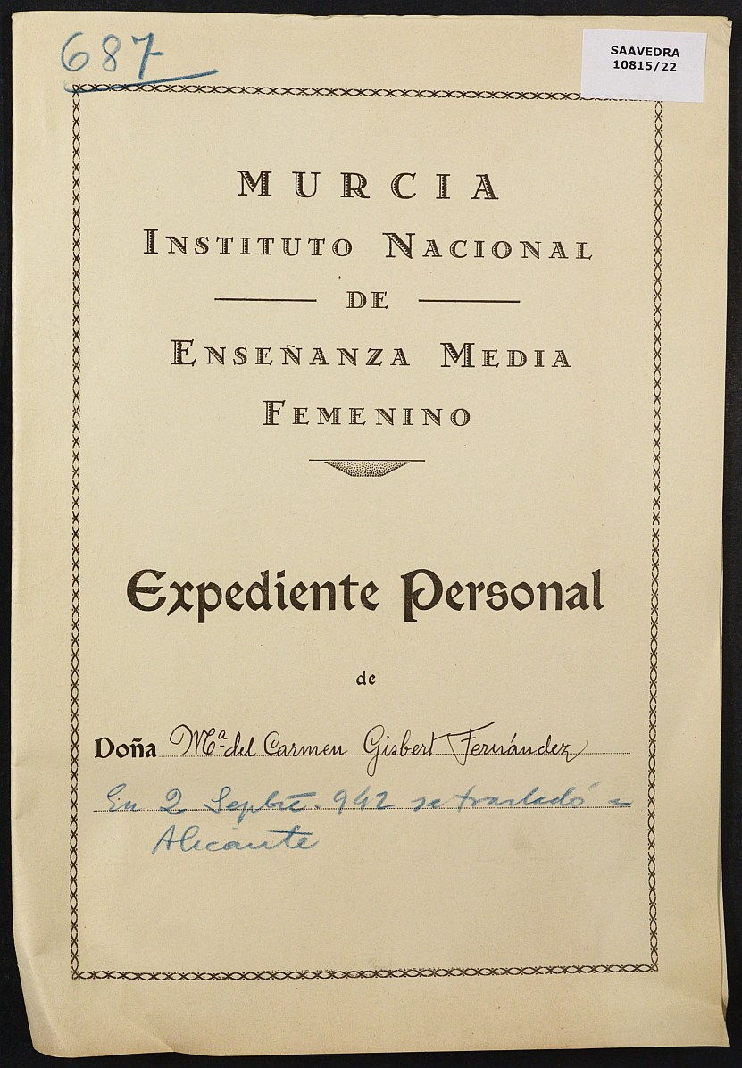 Expediente académico nº 687: María del Carmen Gisbert Fernández.