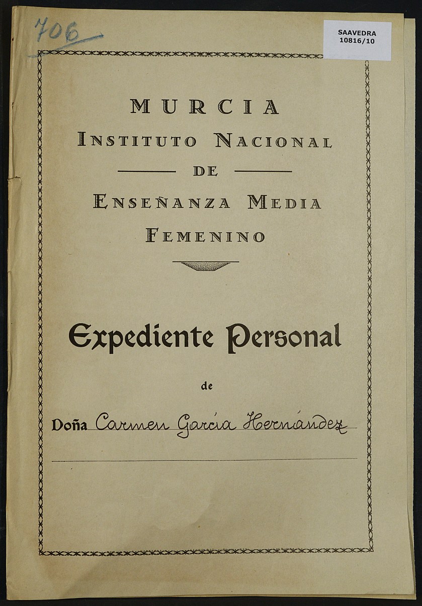 Expediente académico nº 706: Carmen García Hernández.