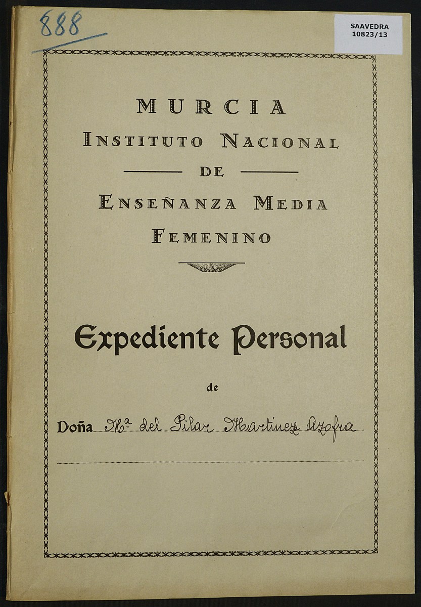 Expediente académico nº 888: María del Pilar Martínez Azofra.