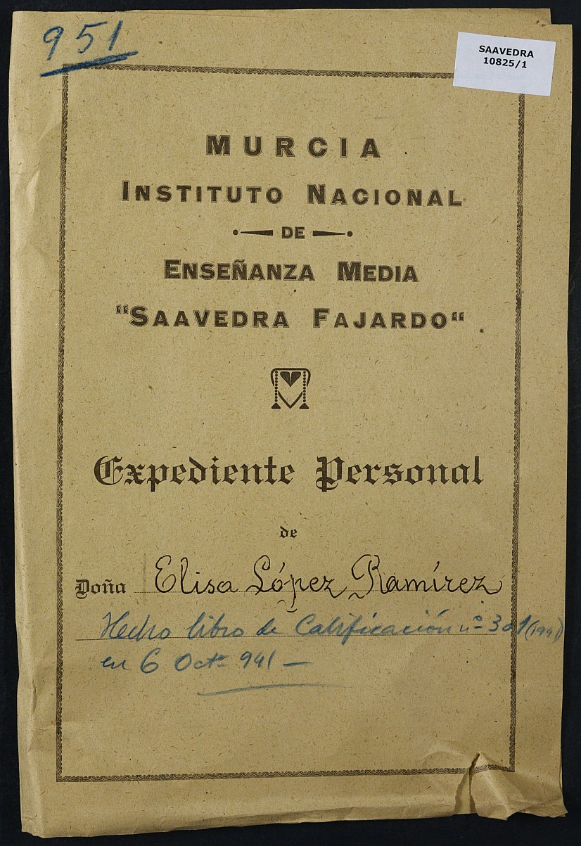 Expediente académico nº 951: Elisa López Ramírez.