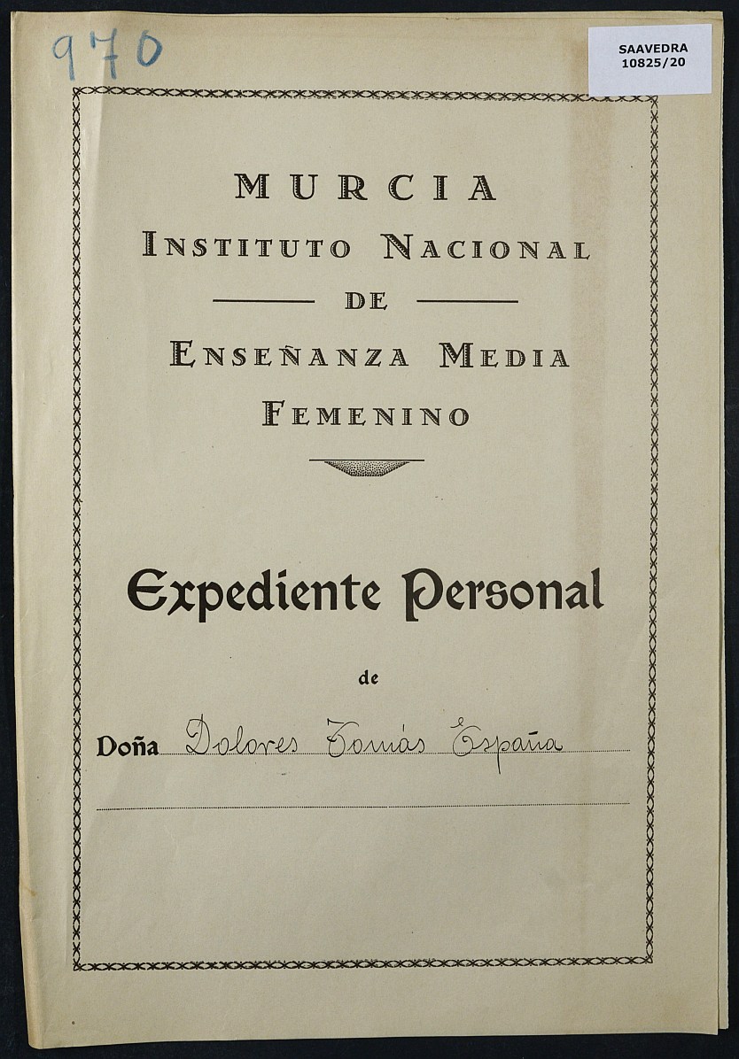 Expediente académico nº 970: Dolores Tomás España.