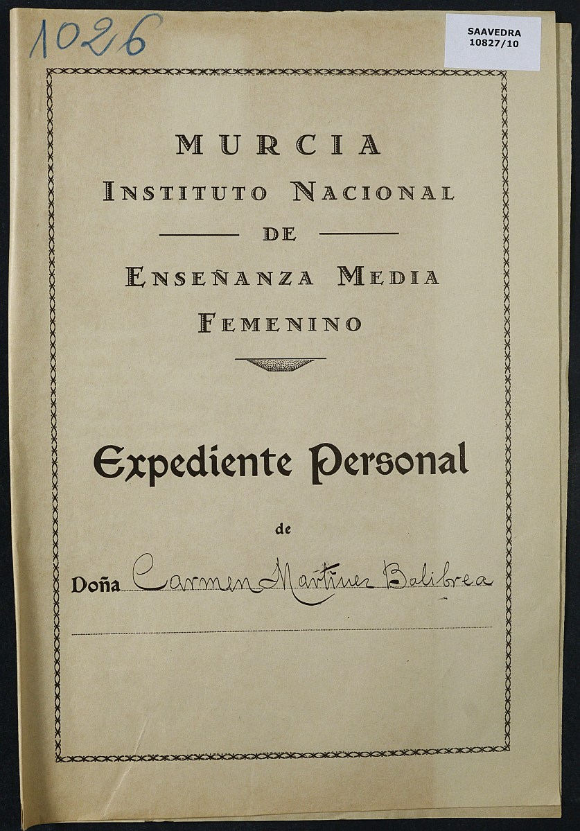 Expediente académico nº 1026: Carmen Martínez Balibrea.