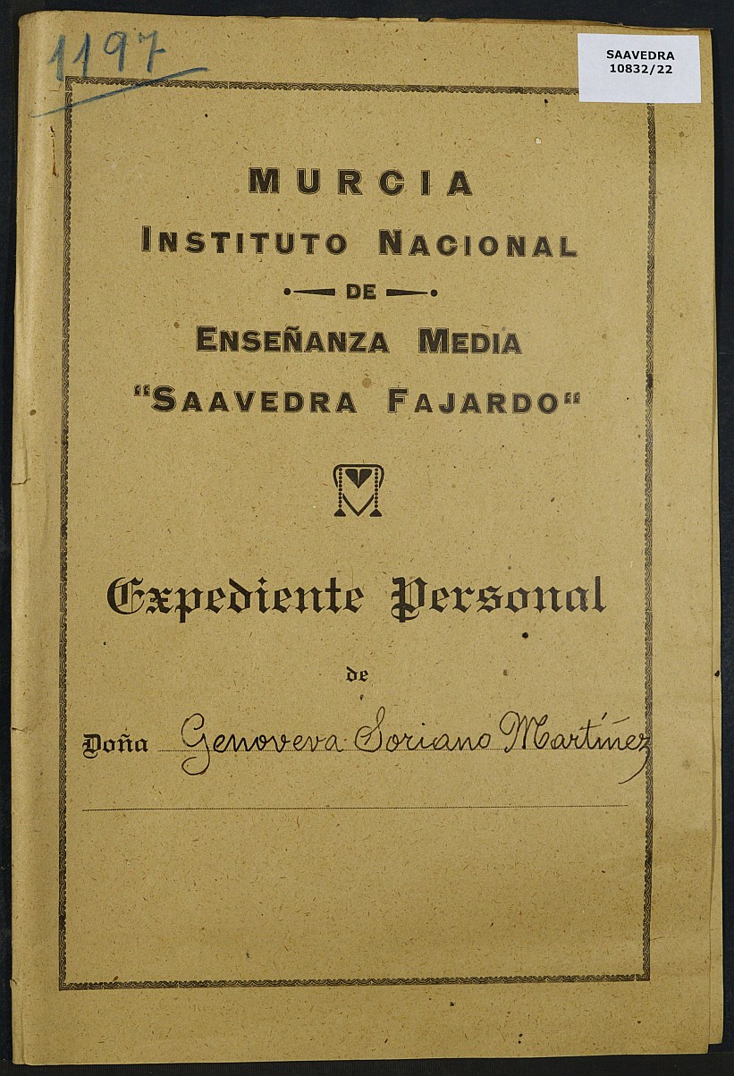 Expediente académico nº 1197: Genoveva Soriano Martínez.