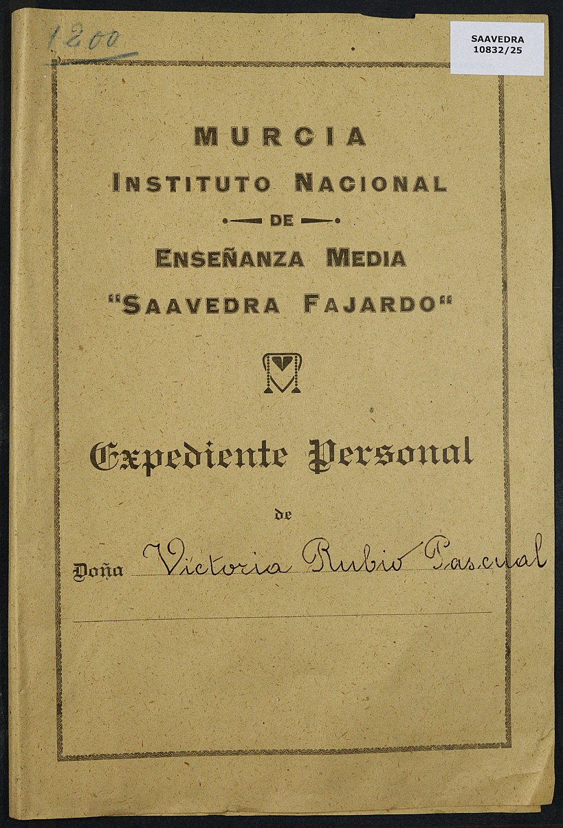 Expediente académico nº 1200: Victoria Rubio Pascual.