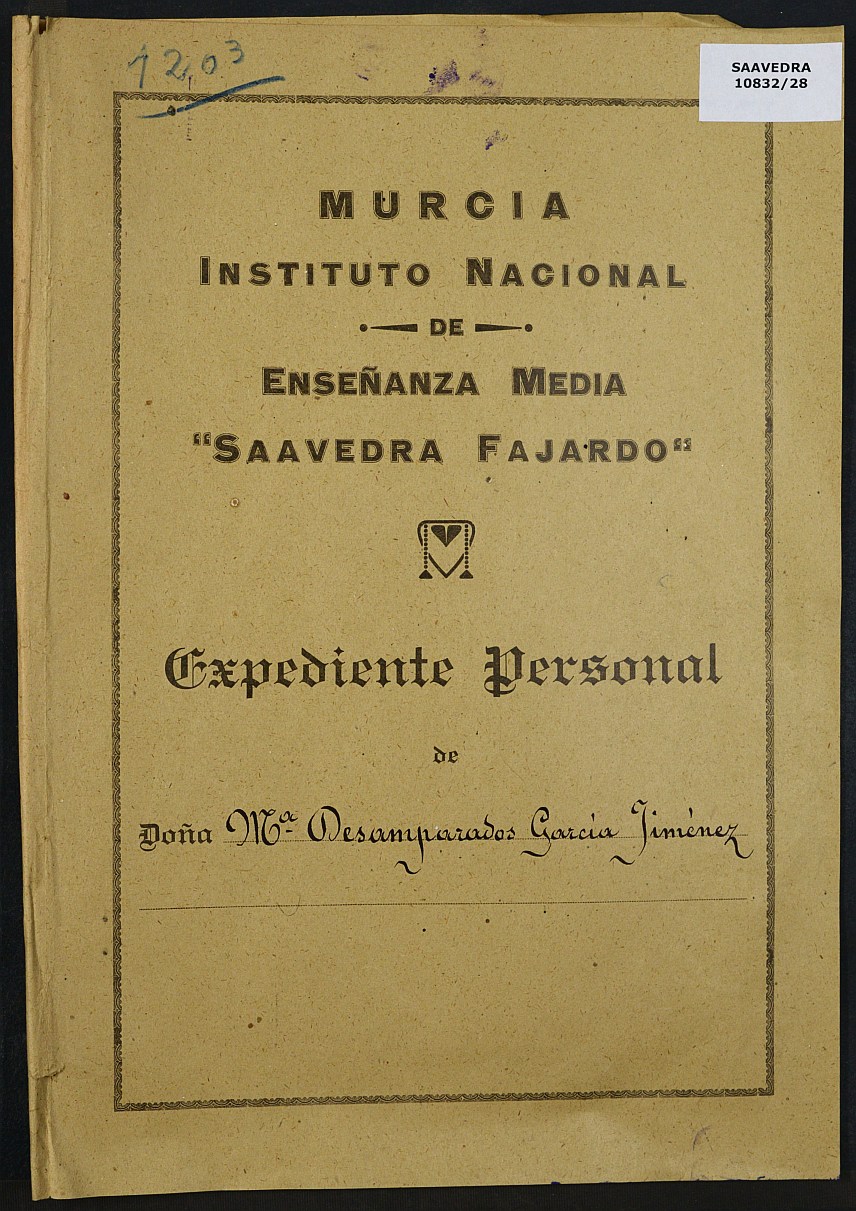 Expediente académico nº 1203: María Desamparados García Jiménez.