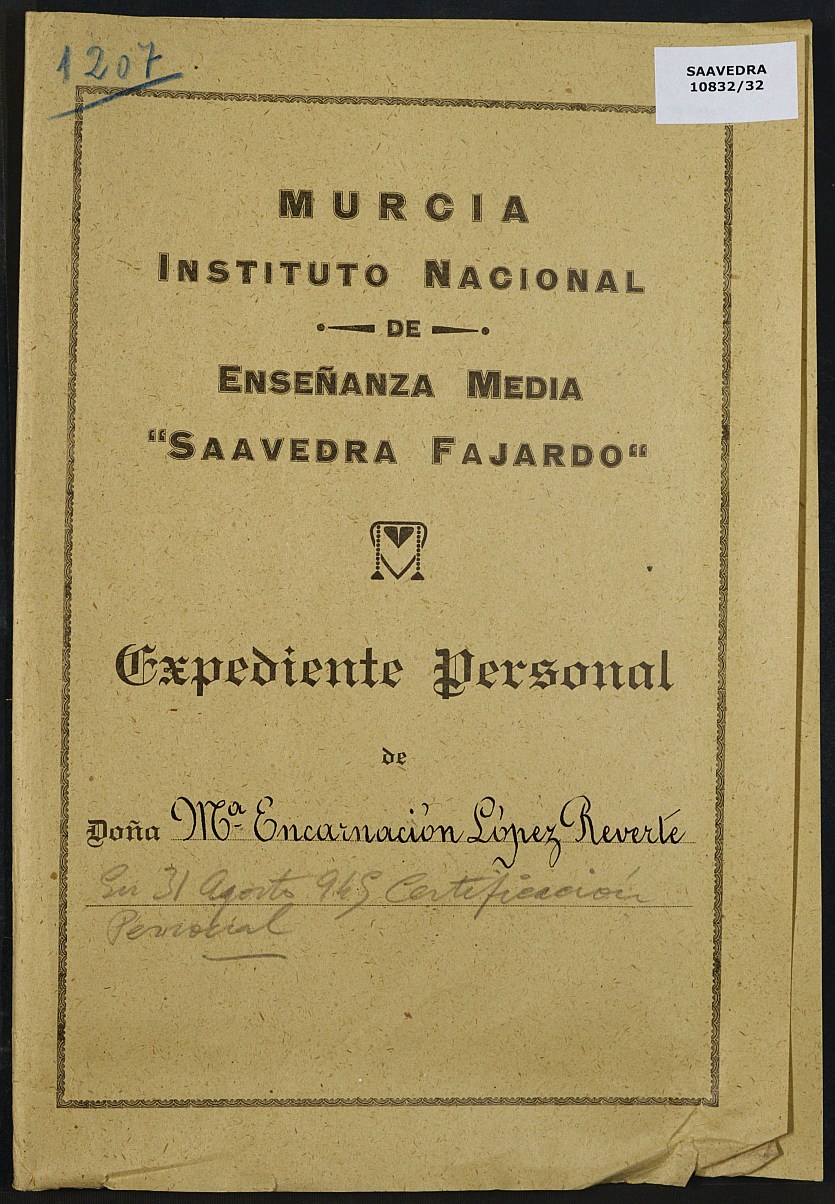 Expediente académico nº 1207: María Encarnación López Reverte.