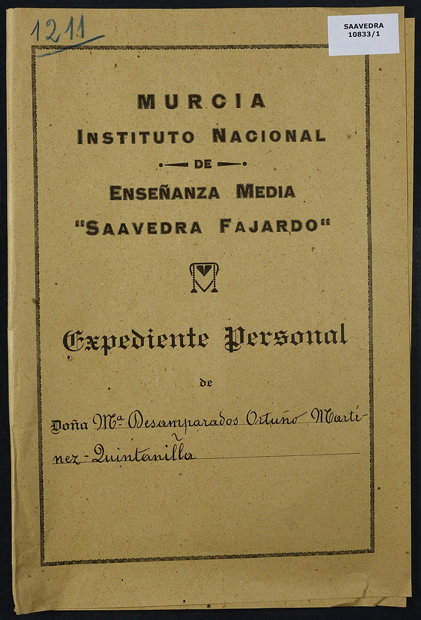 Expediente académico nº 1211: María Desamparados Ortuño Martínez-Quintanilla.