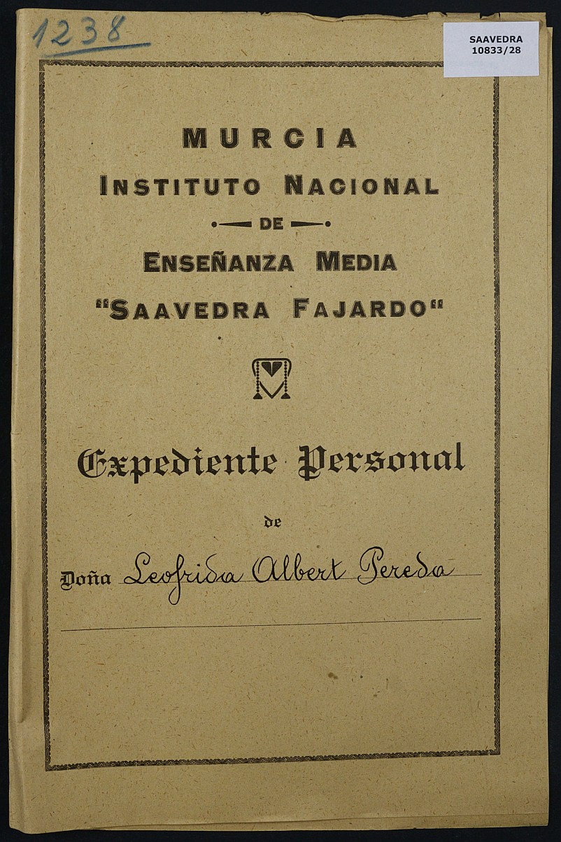 Expediente académico nº 1238: Leofrida Albert Pereda.