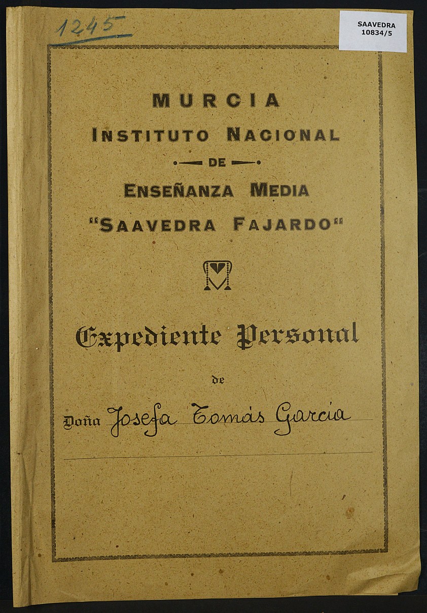 Expediente académico nº 1245: Josefa Tomás García.