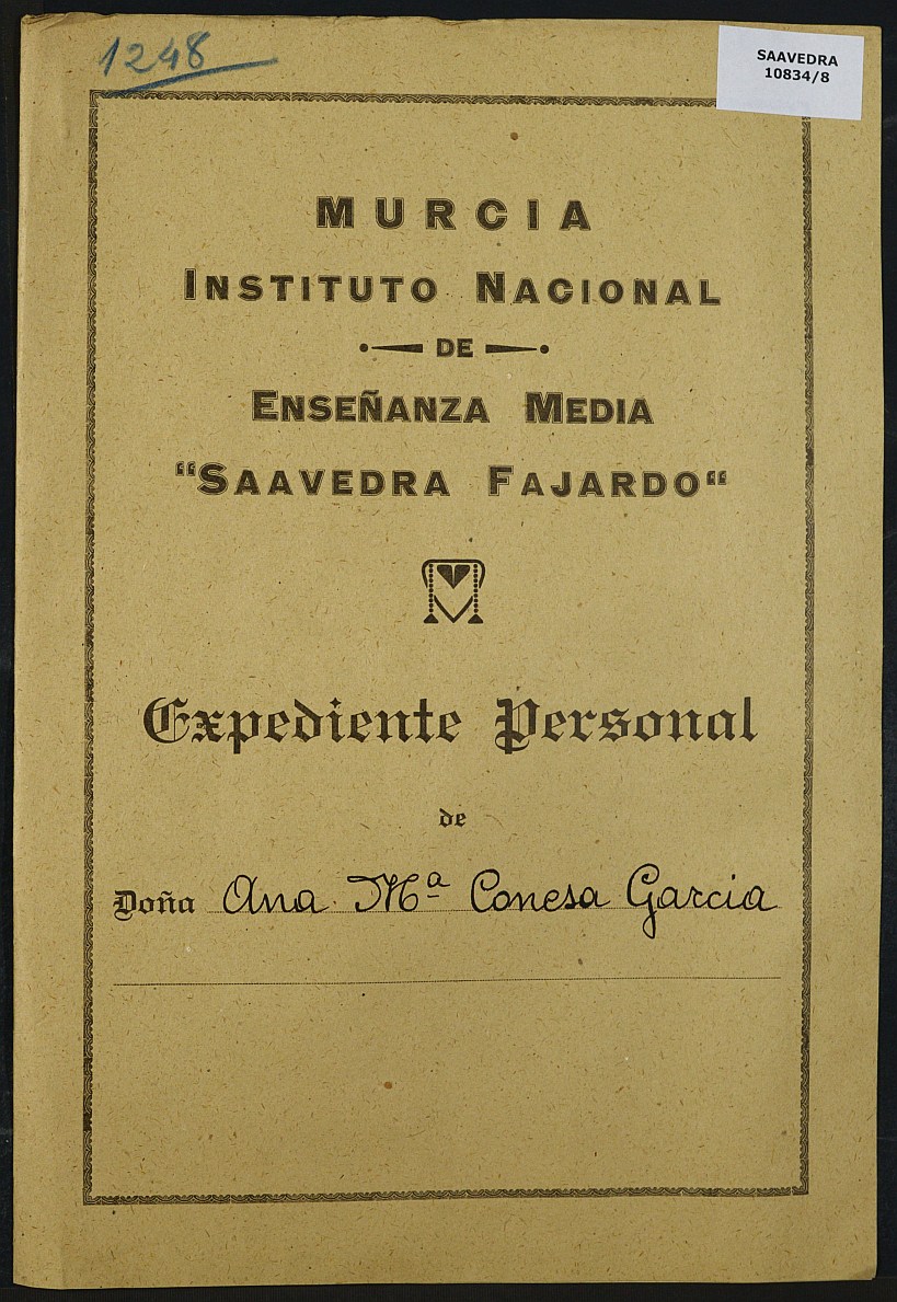 Expediente académico nº 1248: Ana María Conesa García.