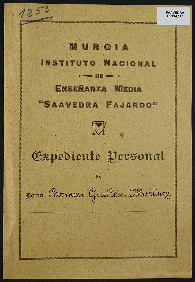 Expediente académico nº 1253: Carmen Guillén Martínez.
