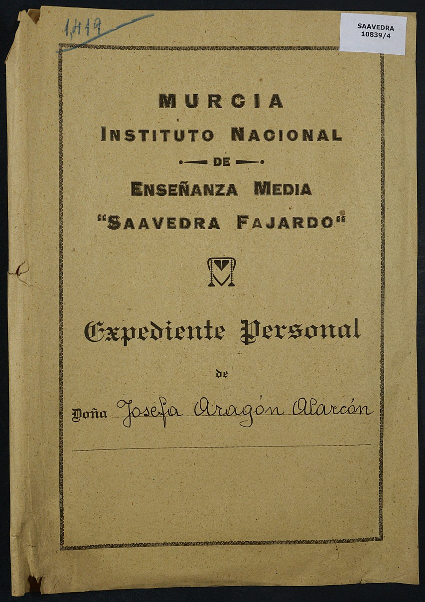 Expediente académico nº 1419: Josefa Aragón Alarcón.