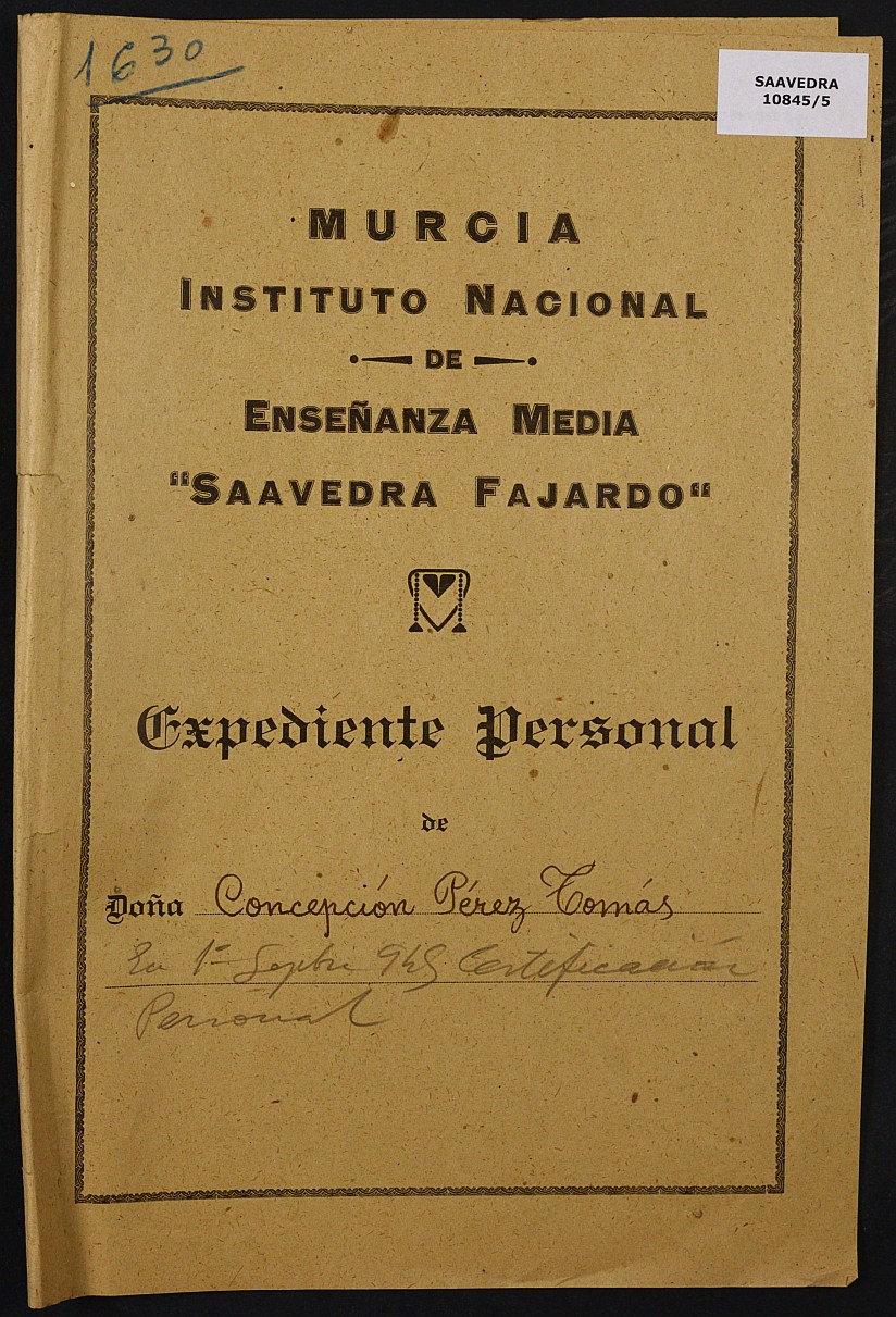 Expediente académico nº 1630: Concepción Pérez Tomás.