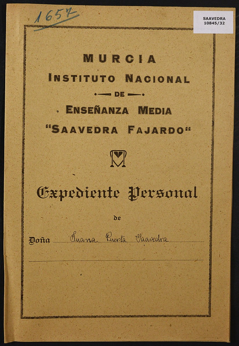 Expediente académico nº 1657: Juana Puerta Saavedra.