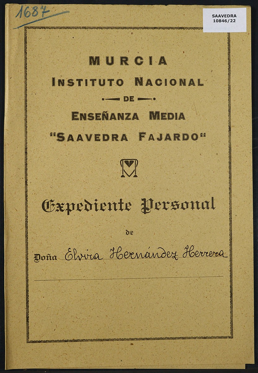 Expediente académico nº 1687: Elvira Hernández Herrera.