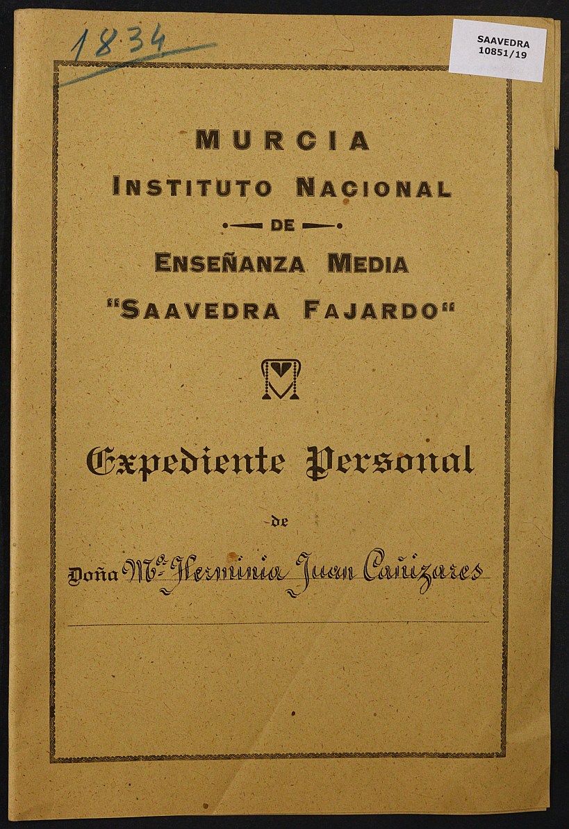 Expediente académico nº 1834: María Herminia Juan Cañizares.