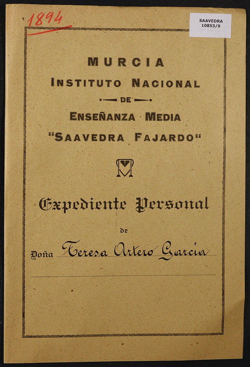 Expediente académico nº 1894: Teresa Artero García.