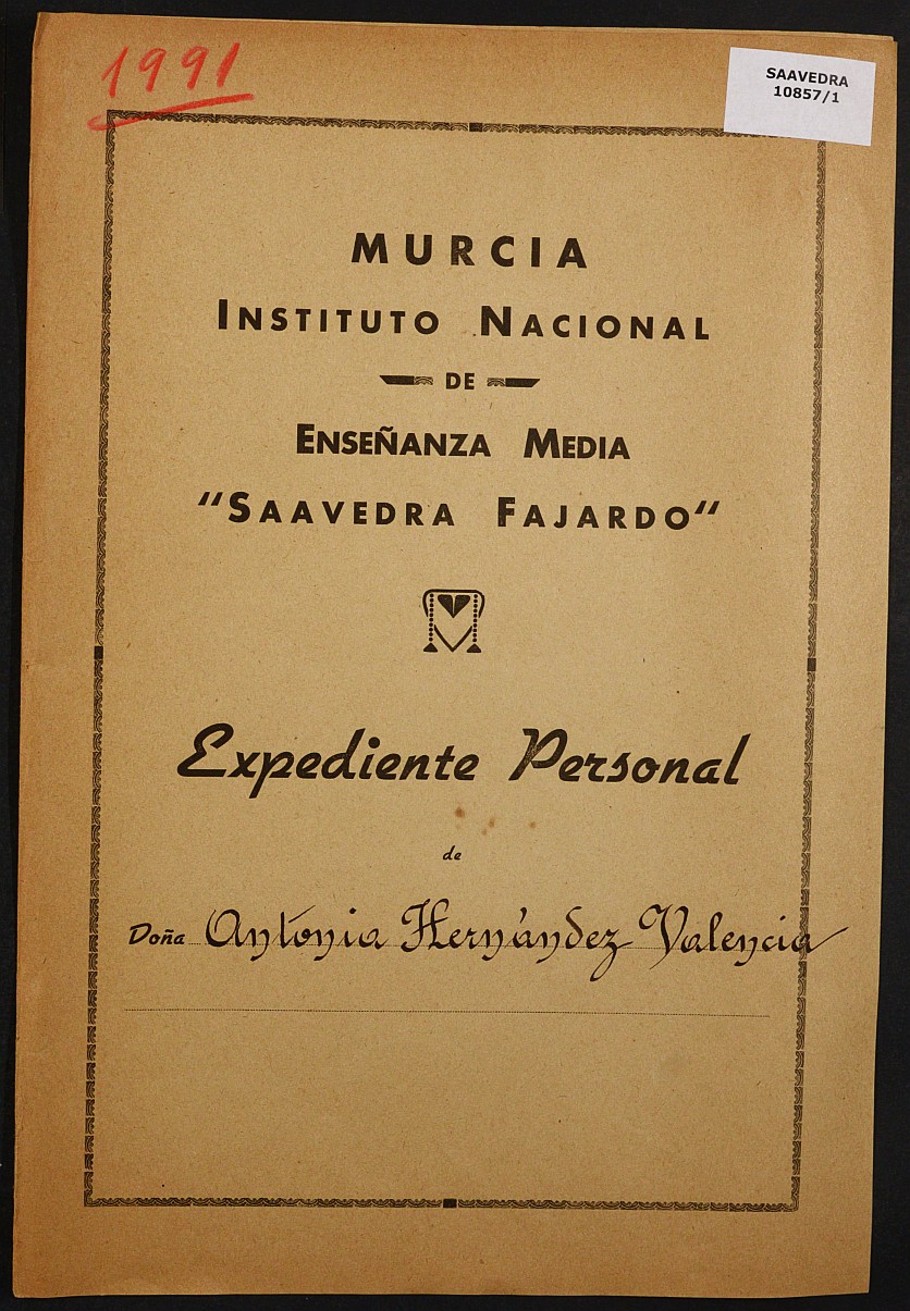 Expediente académico nº 1991: Antonia Hernández Valencia.