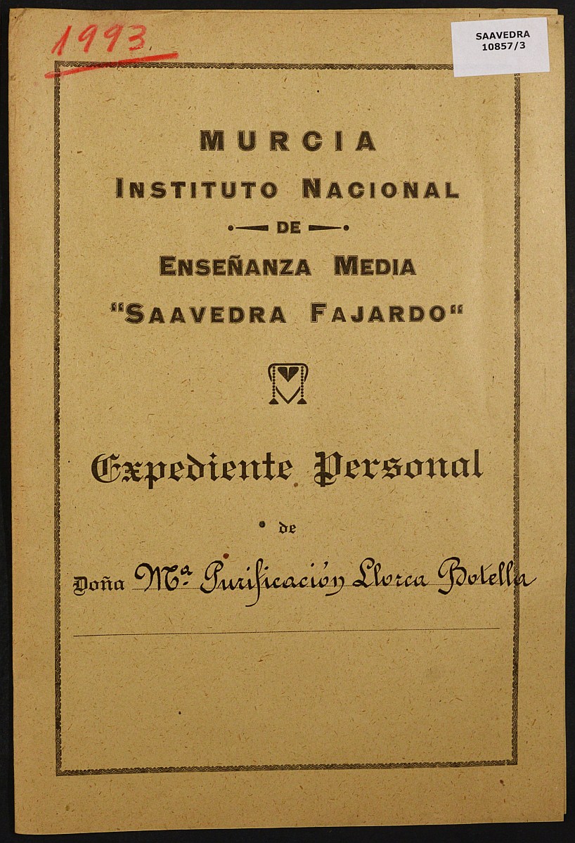 Expediente académico nº 1993: María Purificación Llorca Botella.