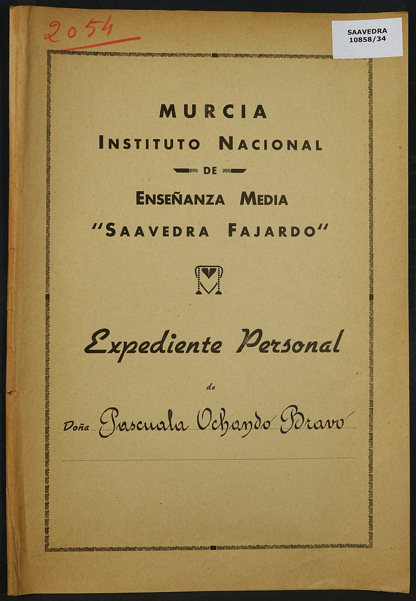 Expediente académico nº 2054: Pascuala Ochando Bravo.