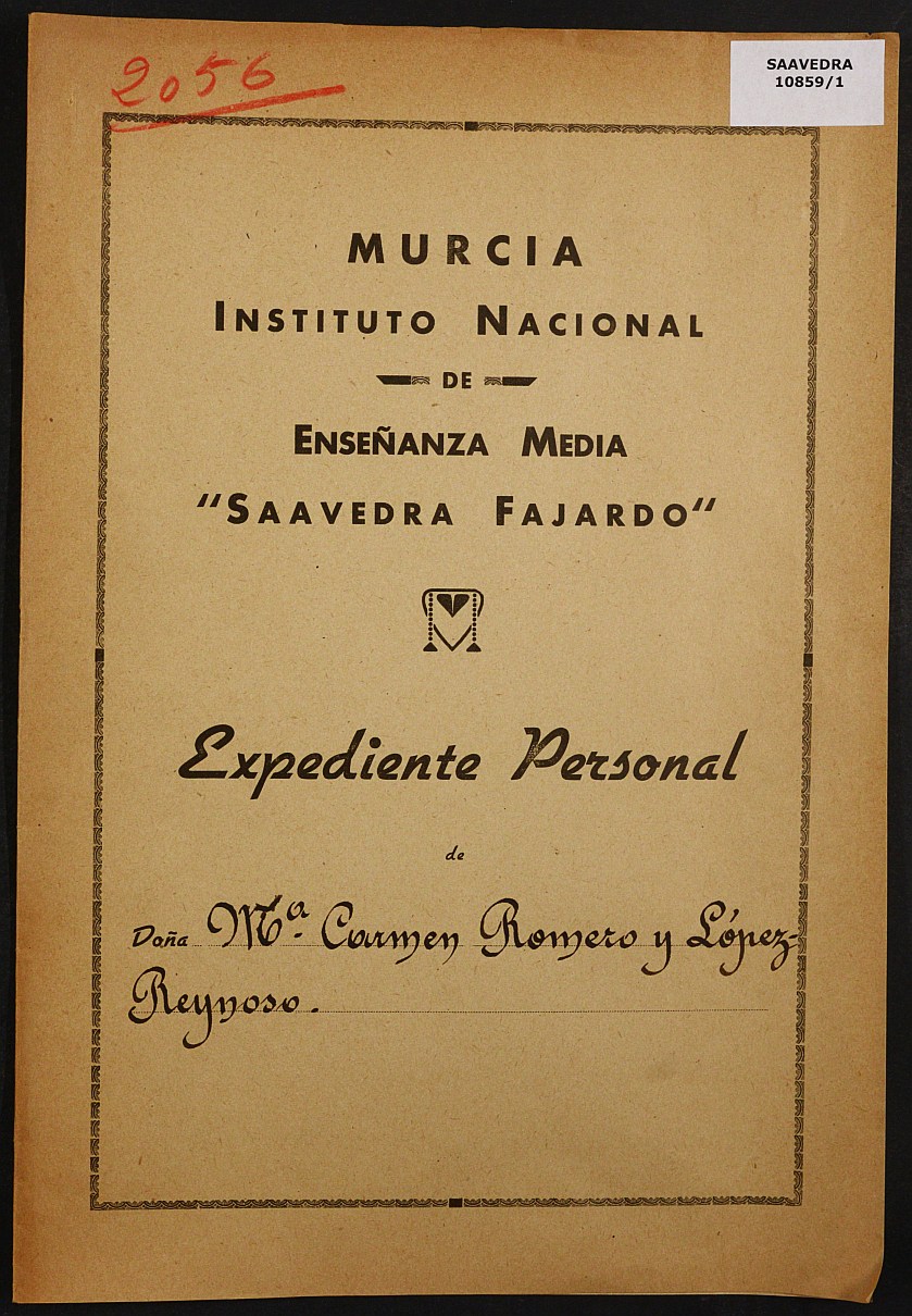 Expediente académico nº 2056: María Carmen Romero y López Reynoso.