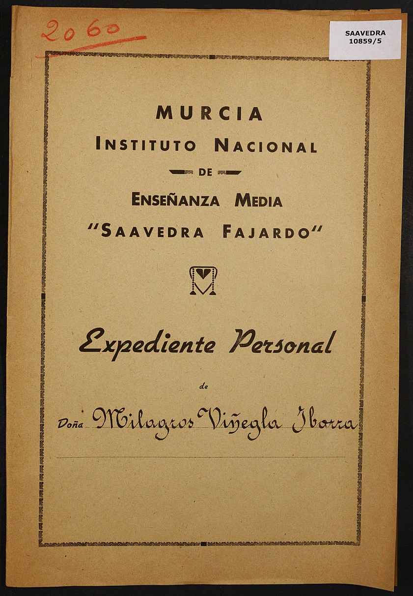 Expediente académico nº 2060: Milagros Viñegla Iborra.