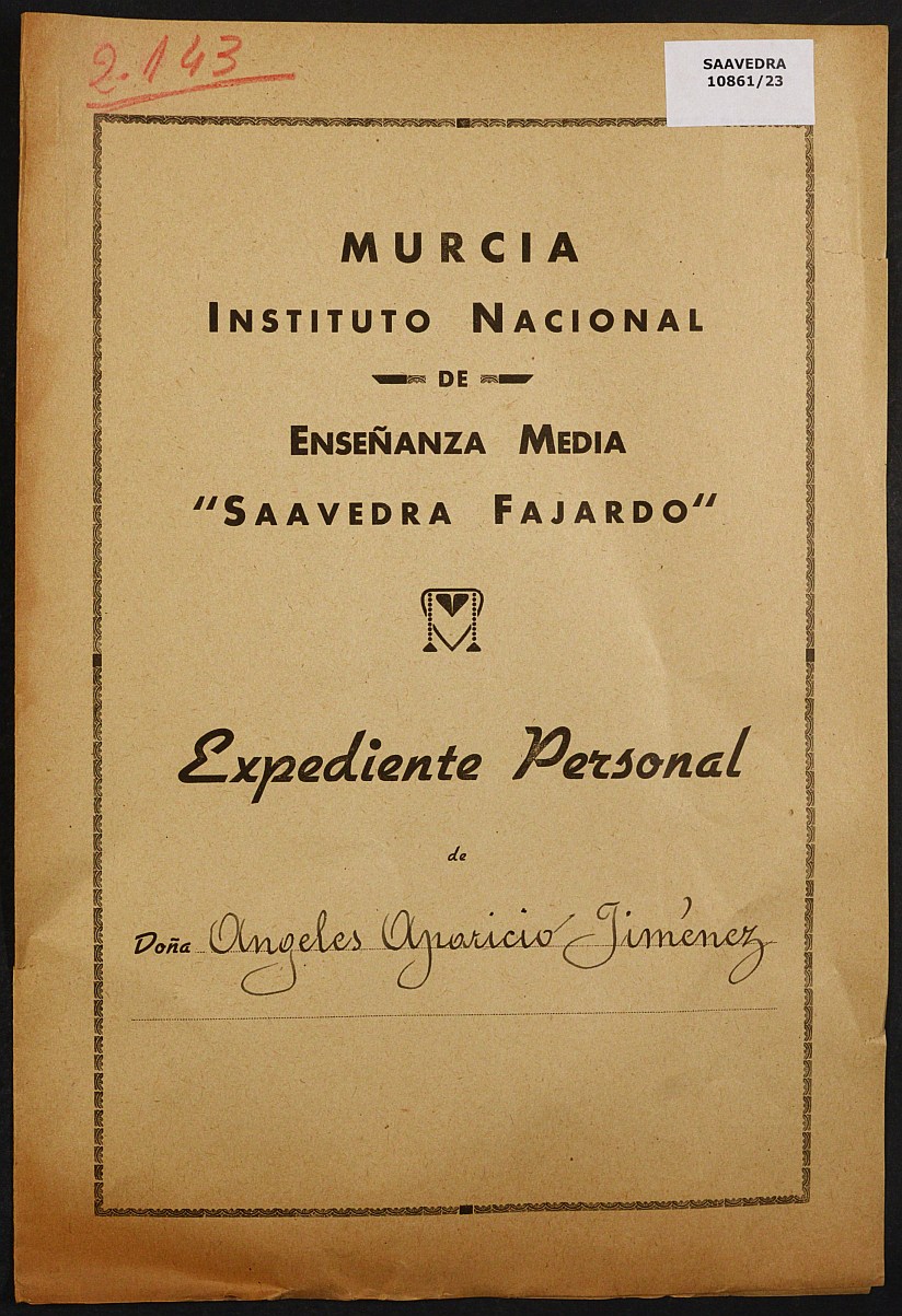 Expediente académico nº 2143: Ángeles Aparicio Jiménez.