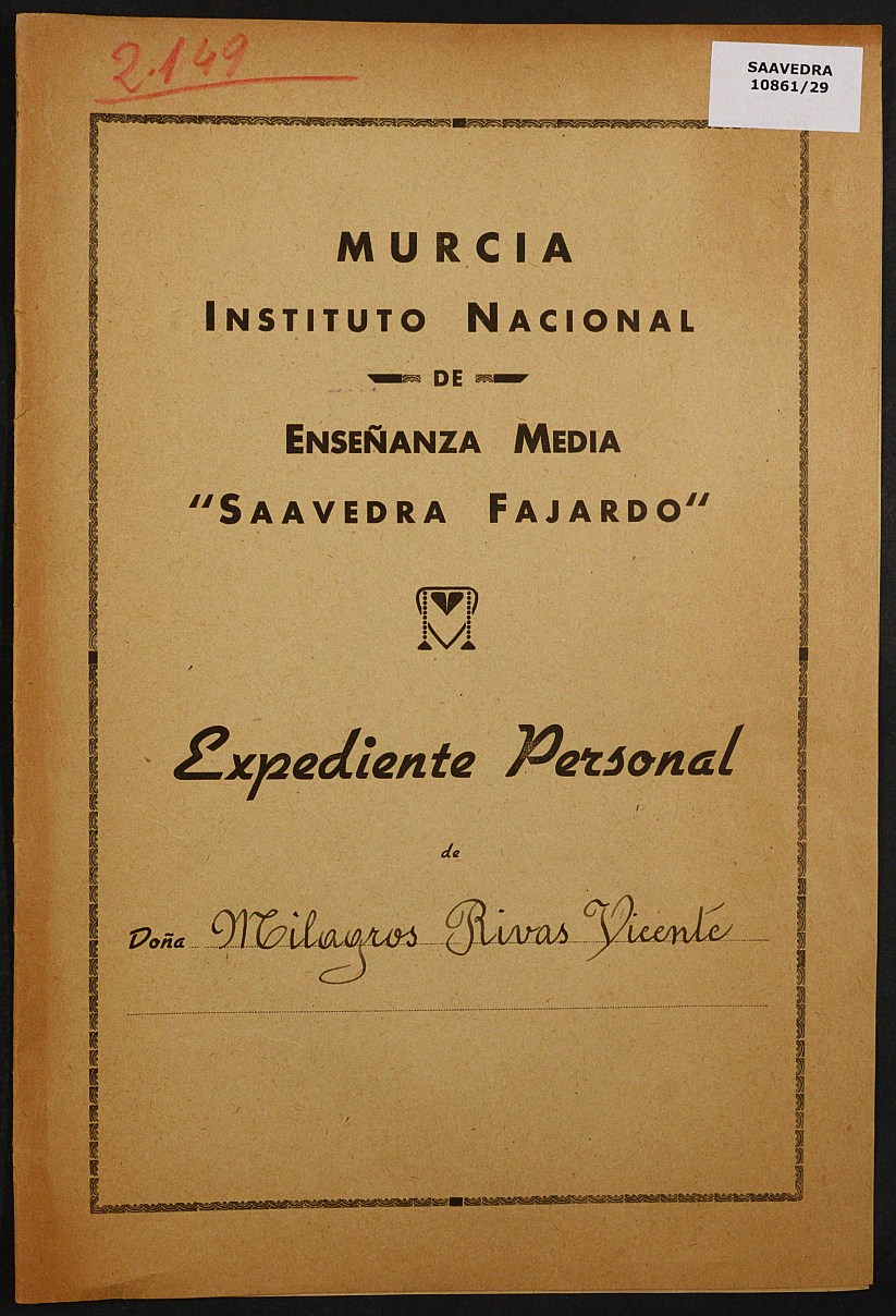 Expediente académico nº 2149: Milagros Rivas Vicente.