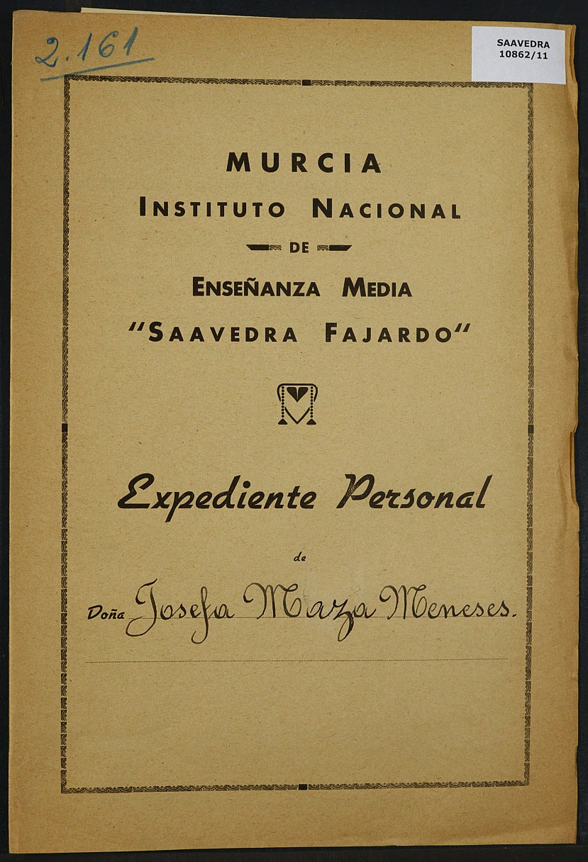 Expediente académico nº 2161: Josefa Maza Meneses.