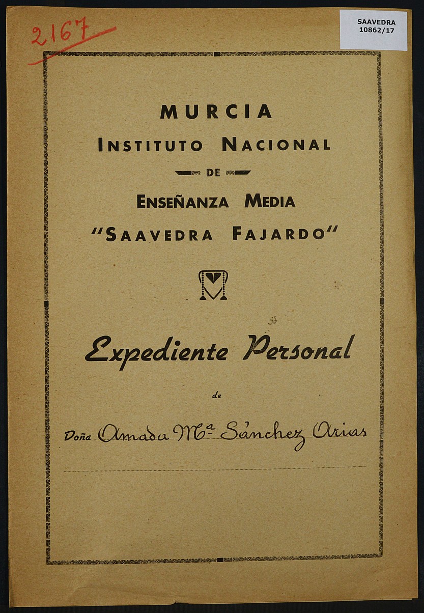 Expediente académico nº 2167: Amada María Sánchez Arias.
