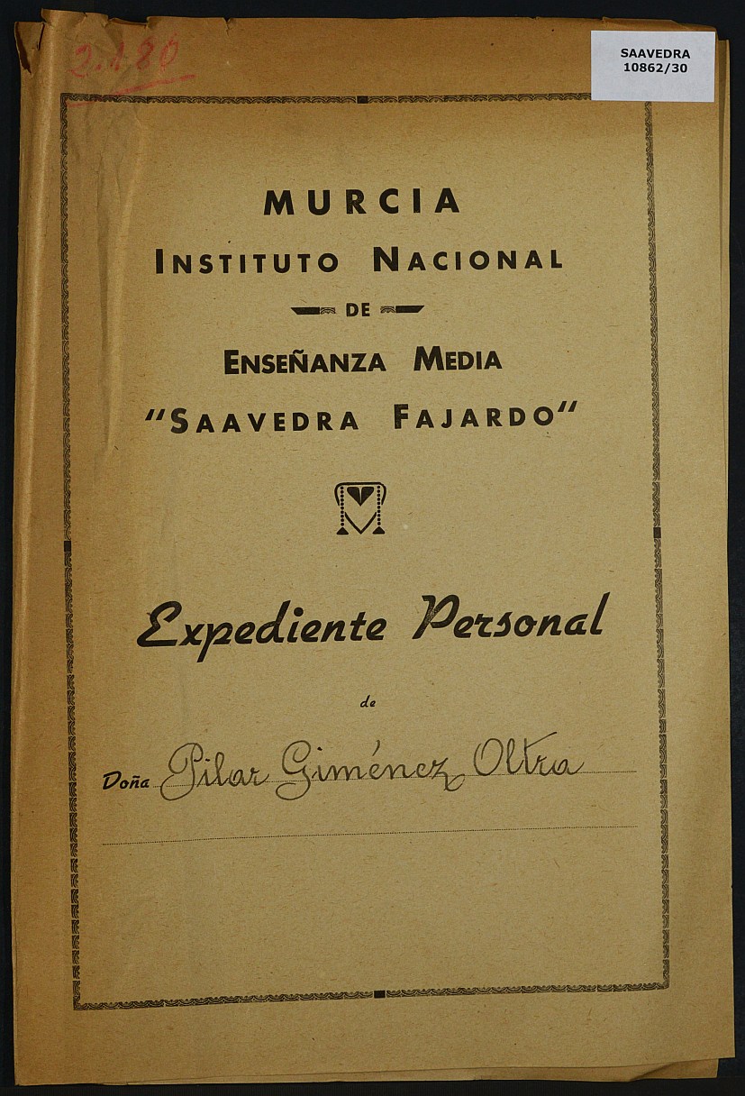Expediente académico nº 2180: Pilar Giménez Oltra.