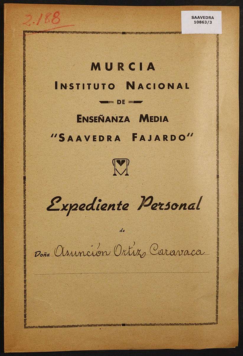 Expediente académico nº 2188: Asunción Ortiz Caravaca.