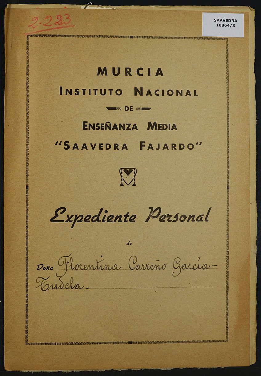 Expediente académico nº 2223: Florentina Carreño García-Tudela.