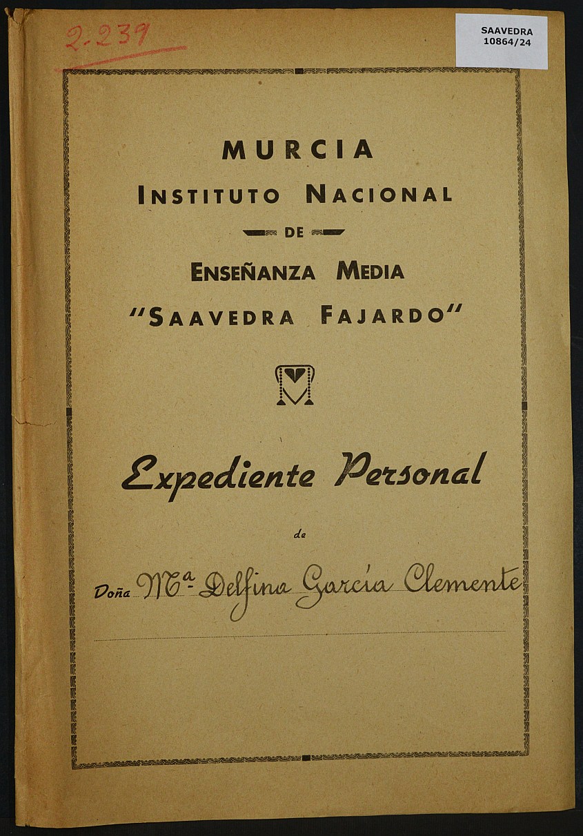 Expediente académico nº 2239: María Delfina García Clemente.