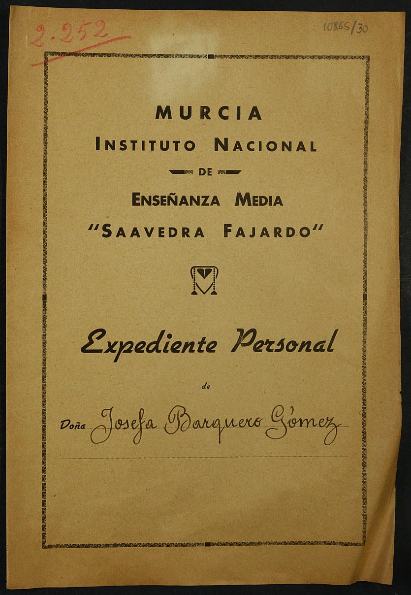 Expediente académico nº 2270: María Josefa Barquero Gómez.