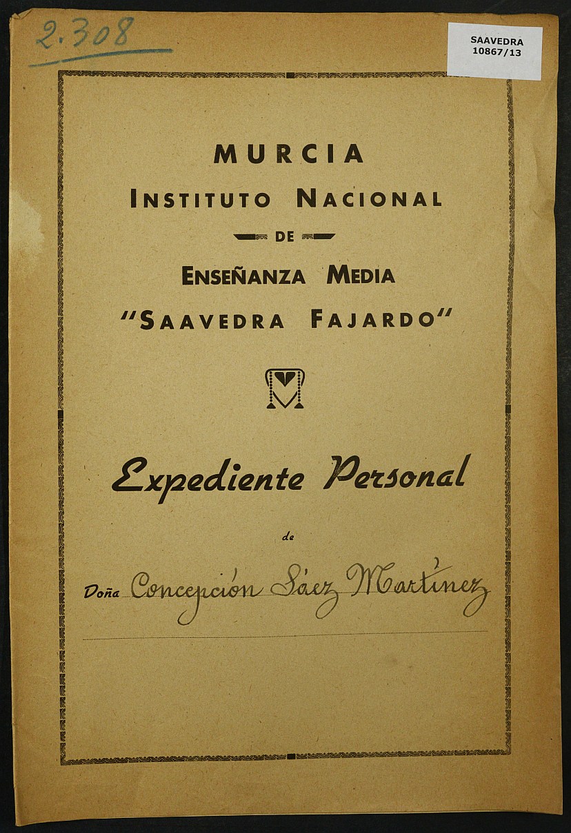 Expediente académico nº 2308: Concepción Sáez Martínez.