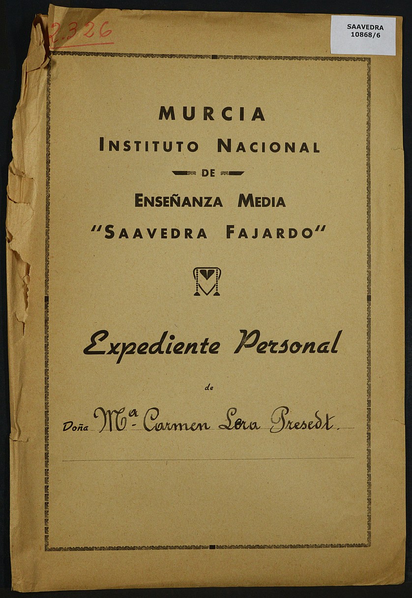 Expediente académico nº 2326: María del Carmen Lera Presedt.