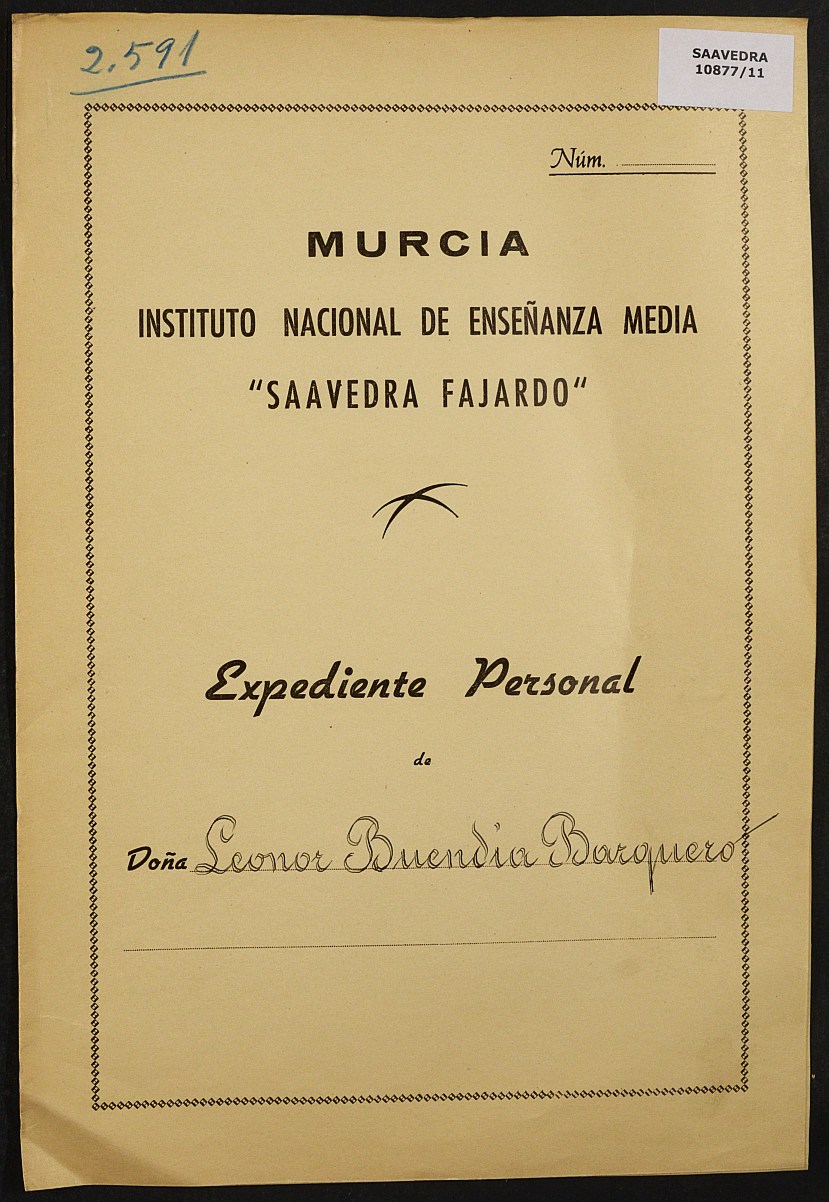 Expediente académico nº 2591: Leonor Buendía Barquero.