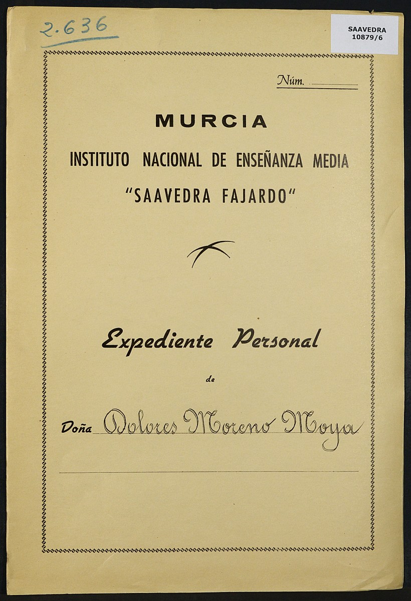 Expediente académico nº 2636: Dolores Moreno Moya.