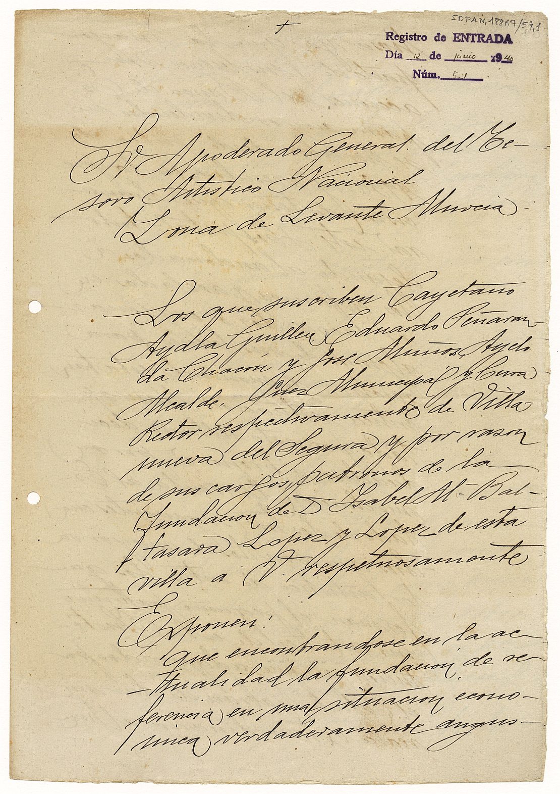 Dosier sobre los trámites realizados para la venta al Estado de tres cuadros pertenecientes a la fundación de Isabel López López.