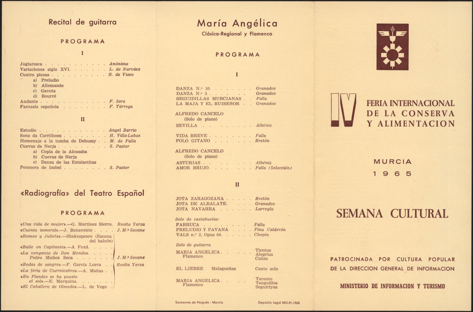 Folletos, invitaciones y banderolas de la IV Feria Internacional de la Conserva y Alimentación. Año 1965.