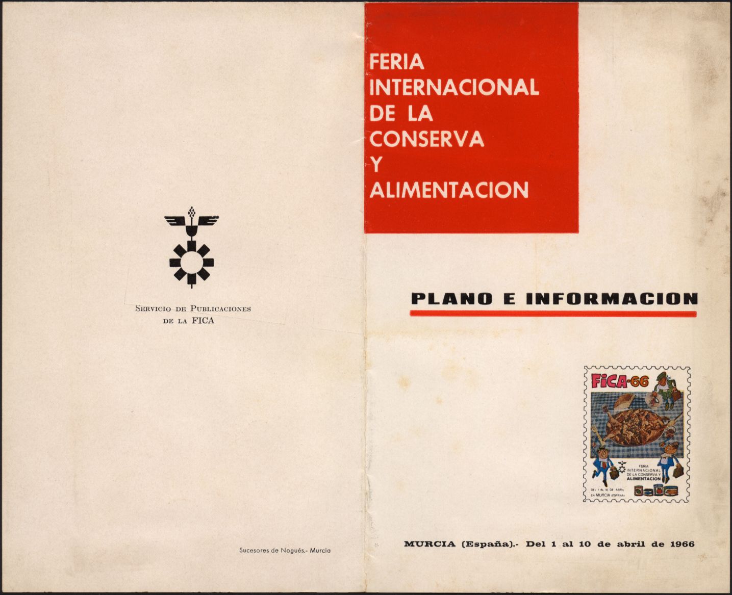 Folleto, plano, pase y banderolas de la V Feria Internacional de la Conserva y Alimentación. Año 1966.