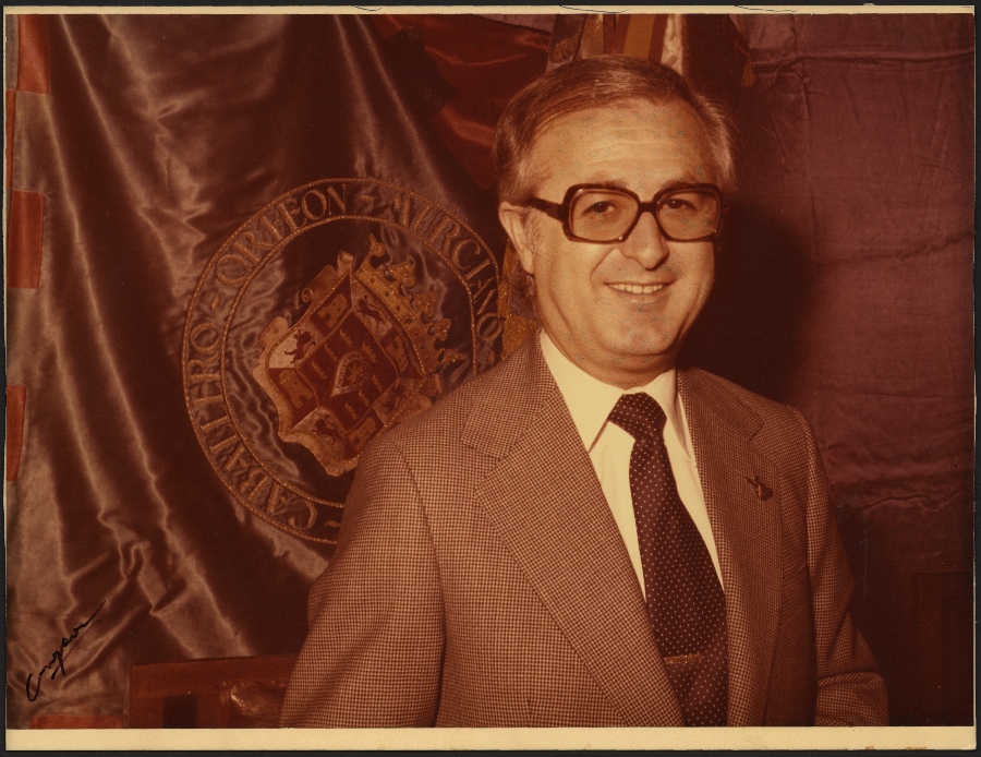 Retrato de Joaquín Esteban Mompeán, presidente del Orfeón Murciano Fernández Caballero a partir de marzo de 1966